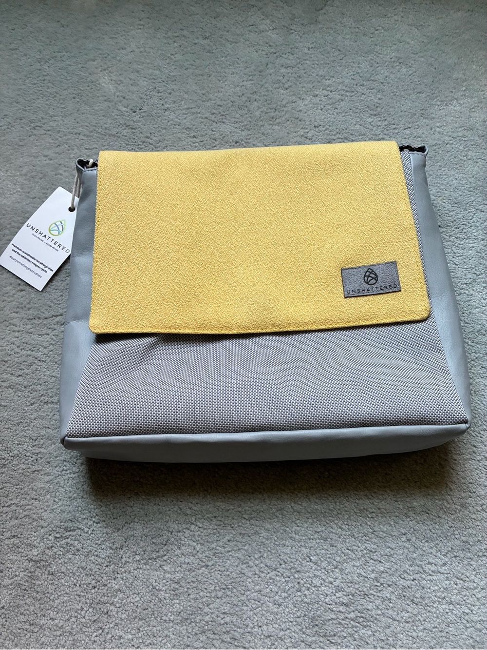 NWT Unshattered Canvas Messenger Bag - Yellow and Gray